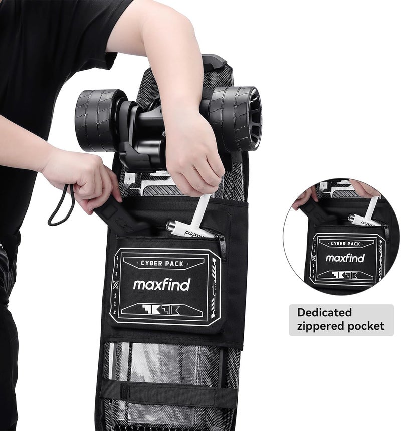 MaxFind Professional Skateboard Backpack Waterproof Durable Multi-Functional Sports Bag for Electric Skateboard & Longboard, Commuting Travel Backpack with Adjustable Straps - Image 4